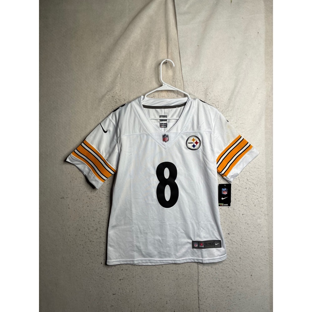 Nike Pittsburgh Steelers NFL Jersey White Black Gold Number 8 Mens XL NWT 9069